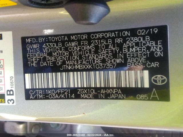 Toyota C-HR XLE 2019 JTNKHMBXXK1037357 Image 9