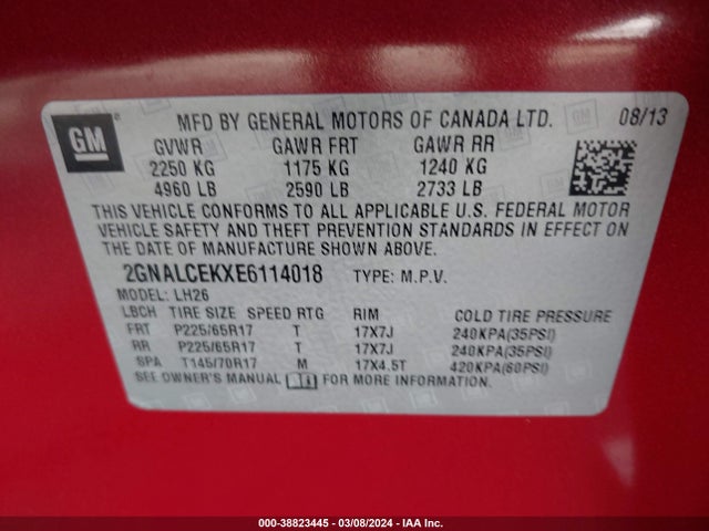 Chevrolet Equinox 2lt 2014 2GNALCEKXE6114018 Image 9