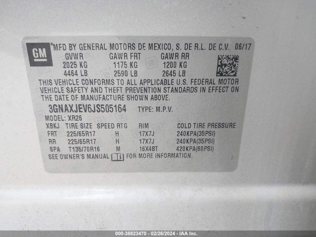 Chevrolet EQUINOX LT 2018 3GNAXJEV6JS505164 Image 9