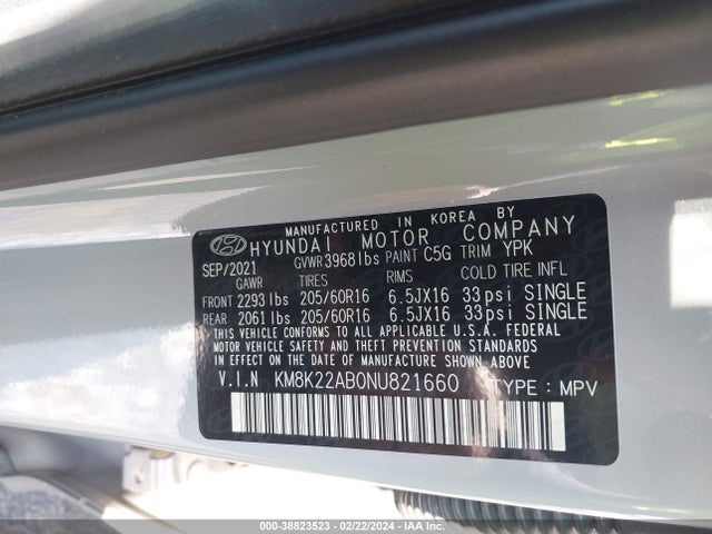 Hyundai Kona Se 2022 KM8K22AB0NU821660 Image 9