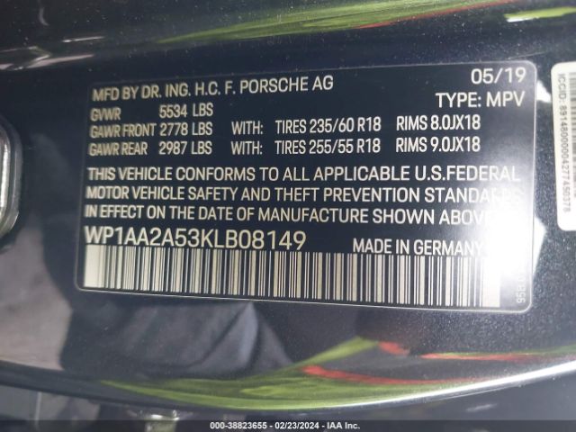 2019 PORSCHE MACAN WP1AA2A53KLB08149 Photo 8