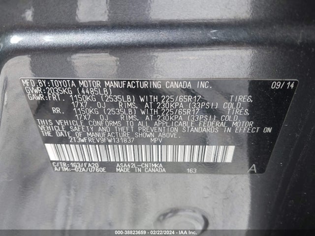 Toyota Rav4 Xle 2015 2T3WFREV9FW131837 Image 9