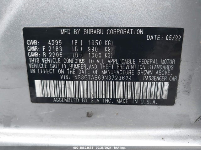 4S3GTAB69N3723624 Subaru Impreza Base 5-door