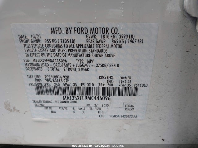 Ford ECOSPORT S 2021 MAJ3S2FE9MC446096 Image 9