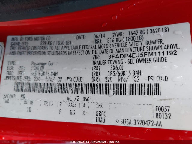 Ford FIESTA SE 2015 3FADP4EJ5FM111192 Image 9