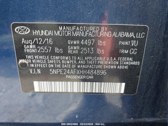 Hyundai Sonata 2017 5NPE24AFXHH484896 Image 9