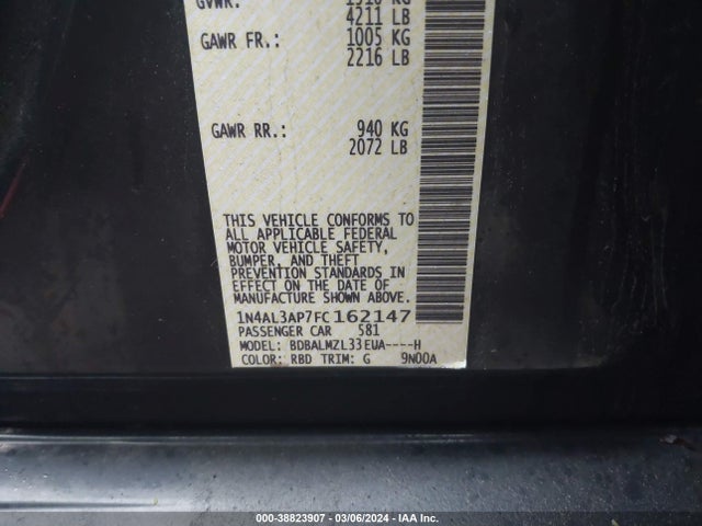 Nissan Altima 2.5 Sv 2015 1N4AL3AP7FC162147 Image 9