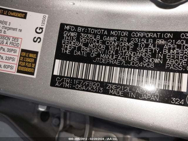 Toyota COROLLA LE 2020 JTDEPRAE7LJ024908 Image 9