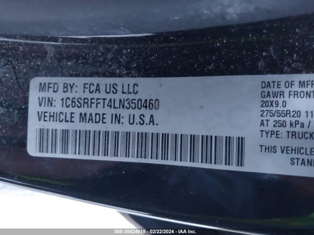 RAM 1500 Big Horn  4x4 5'7 Box 2020 1C6SRFFT4LN350460 Image 9