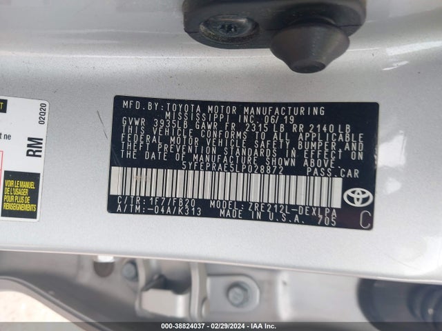 Toyota COROLLA LE 2020 5YFEPRAE5LP028872 Image 9