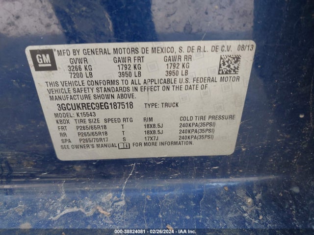 Chevrolet Silverado 1500 2lt 2014 3GCUKREC9EG187518 Image 9