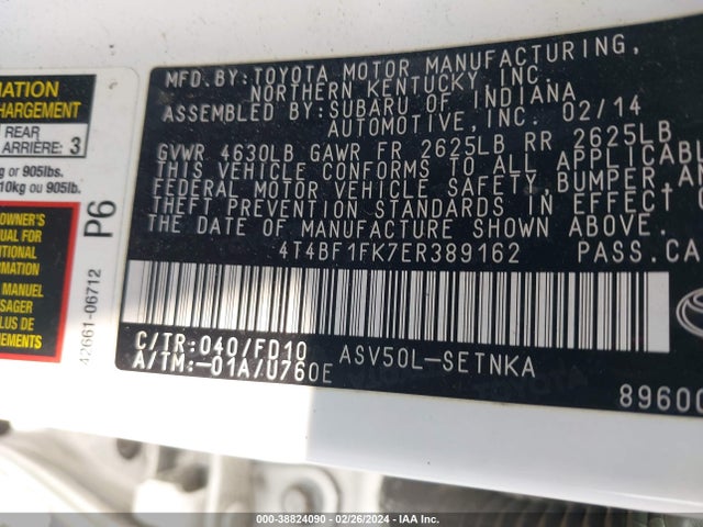Toyota CAMRY LE 2014 4T4BF1FK7ER389162 Image 9