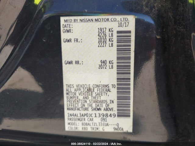 Nissan Altima 2.5 Sl 2018 1N4AL3AP0JC139849 Image 9