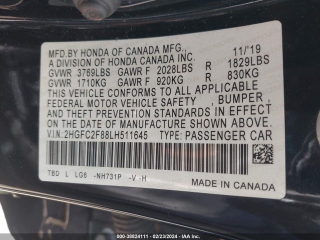 Honda Civic Sport 2020 2HGFC2F88LH511645 Image 9
