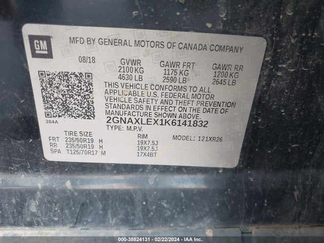 Chevrolet EQUINOX LT 2019 2GNAXLEX1K6141832 Image 9