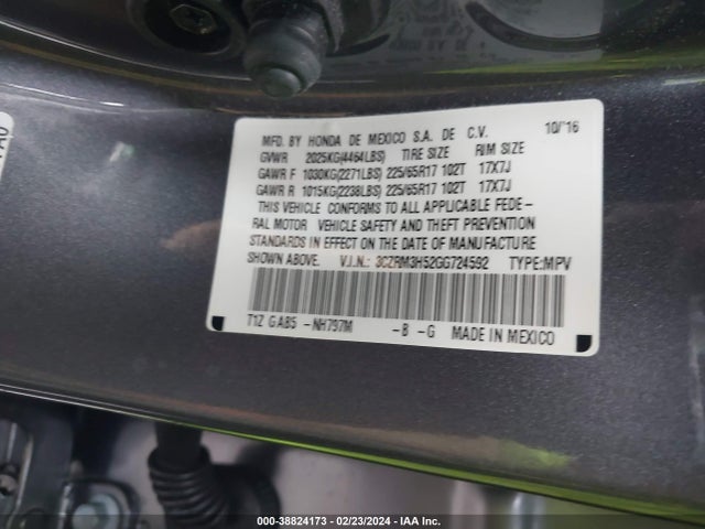 Honda CR-V EX 2016 3CZRM3H52GG724592 Image 9