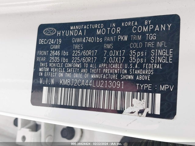 Hyundai TUCSON SE 2020 KM8J2CA44LU213091 Image 9