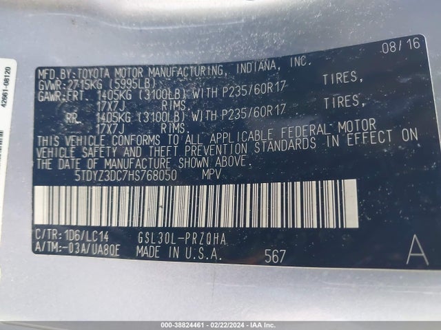 Toyota Sienna Xle 8 Passenger 2017 5TDYZ3DC7HS768050 Image 9