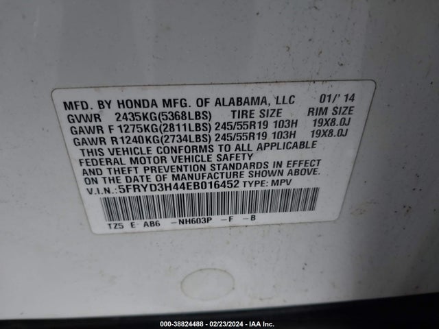 Продажа на аукционе авто 2014 Acura Mdx Technology Package, vin: 5FRYD3H44EB016452, номер лота: 38824488