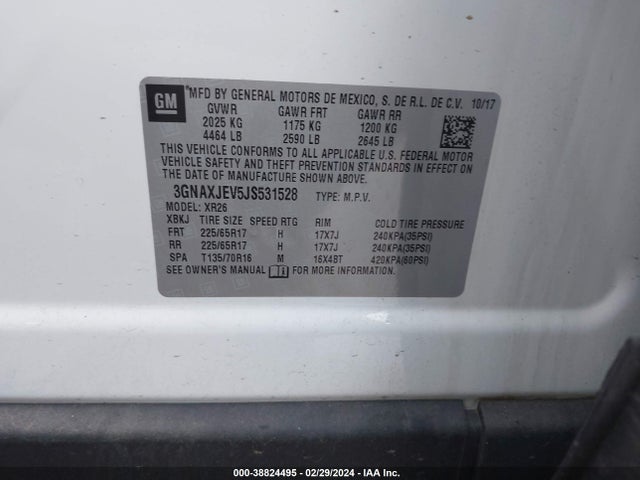 Chevrolet EQUINOX LT 2018 3GNAXJEV5JS531528 Image 9