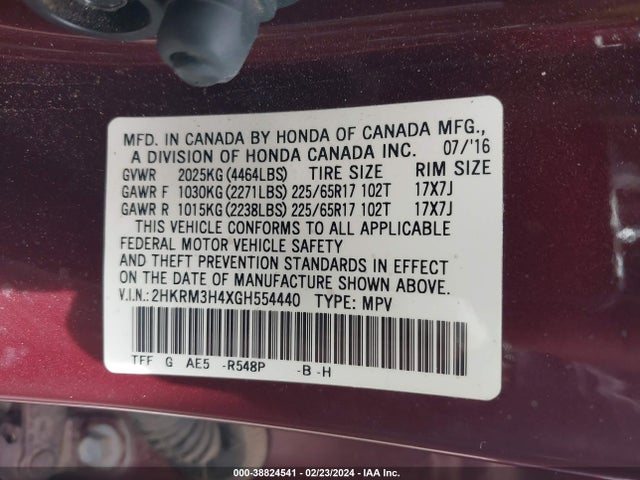Honda CR-V SE 2016 2HKRM3H4XGH554440 Image 9