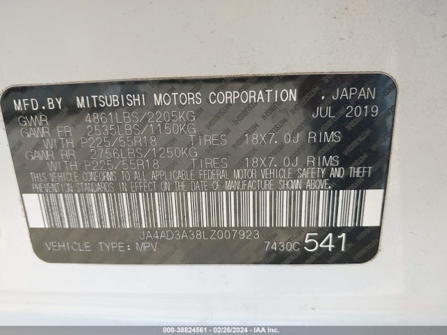 Mitsubishi Outlander Se 2.4 2020 JA4AD3A38LZ007923 Image 9
