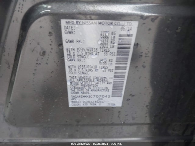 Nissan Pathfinder Sv 2014 5N1AR2MMXEC707045 Image 9