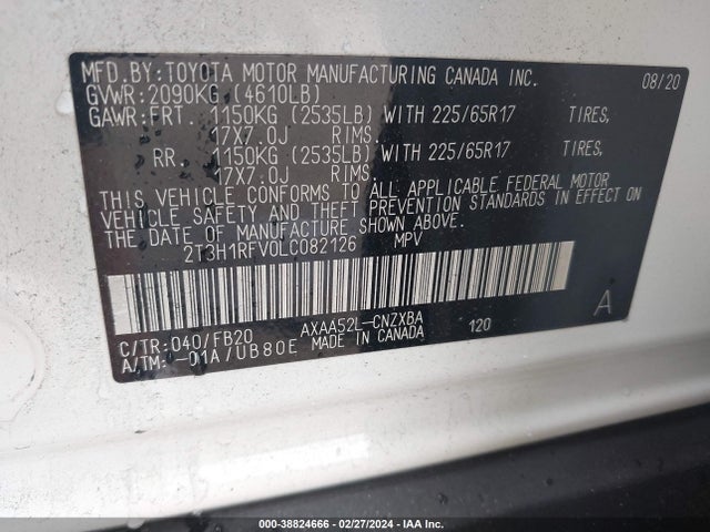 Toyota RAV4 LE 2020 2T3H1RFV0LC082126 Image 9