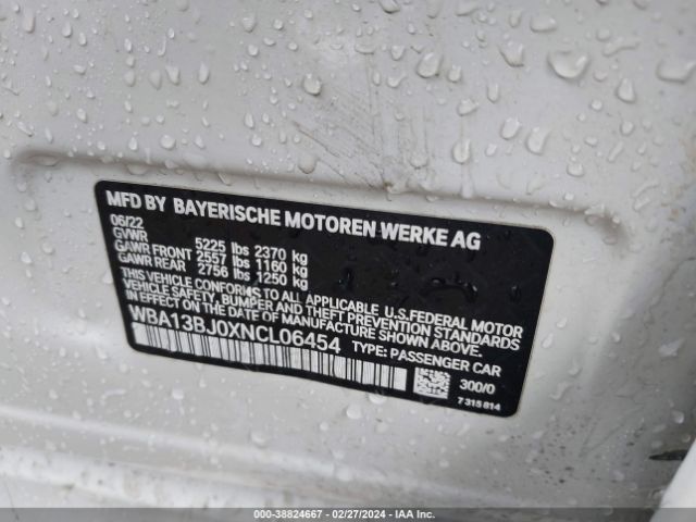 WBA13BJ0XNCL06454 BMW 530i Xdrive