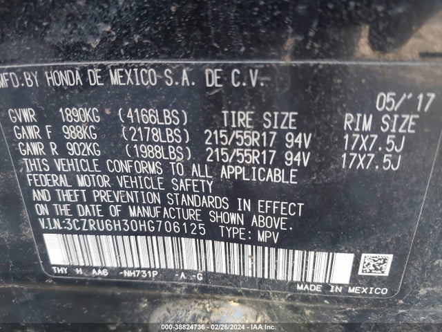 Honda HR-V LX 2017 3CZRU6H30HG706125 Image 9