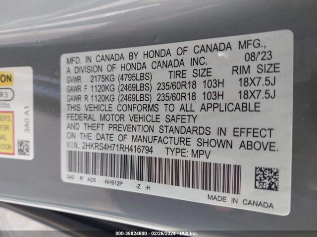 Honda Cr-v Ex-l Awd 2024 2HKRS4H71RH416794 Image 9
