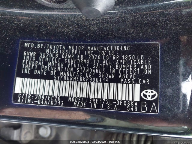 Toyota COROLLA SE 2019 5YFBURHE8KP900414 Image 9