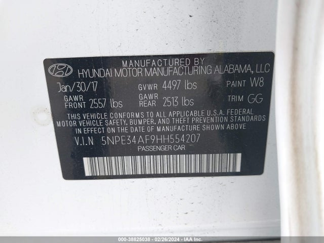 Hyundai Sonata Sport 2017 5NPE34AF9HH554207 Image 9