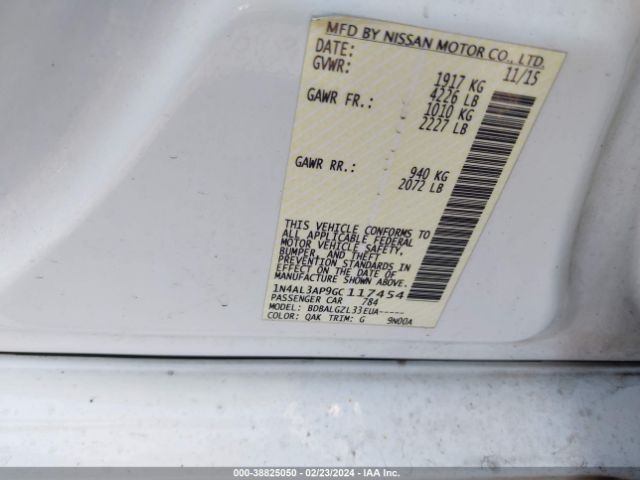 1N4AL3AP9GC117454 Nissan Altima 2.5/2.5 S/2.5 Sl/2.5 Sr/2.5 Sv