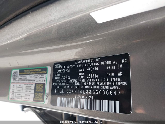 KIA Optima Lx 2016 5XXGT4L33GG036647 Image 9