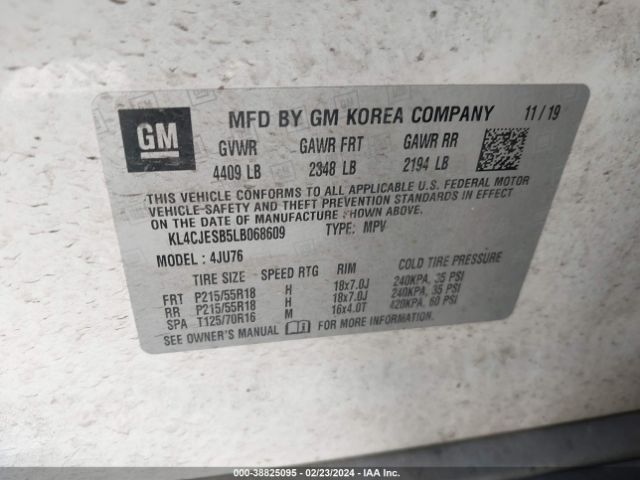 KL4CJESB5LB068609 Buick Encore Awd Preferred