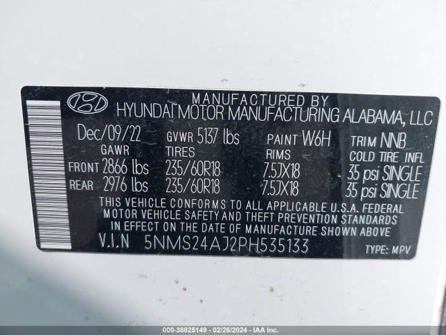 Hyundai Santa Fe Sel 2023 5NMS24AJ2PH535133 Image 9
