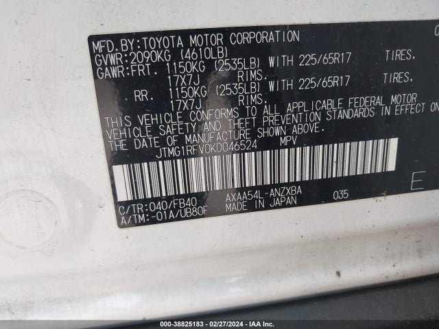 Toyota RAV4 LE 2019 JTMG1RFV0KD046524 Image 9