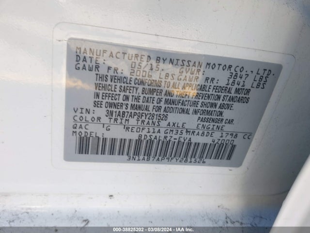 Nissan SENTRA SR 2015 3N1AB7AP9FY281526 Image 9