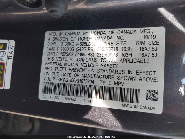 Honda CR-V EX 2019 2HKRW2H50KH673734 Image 9