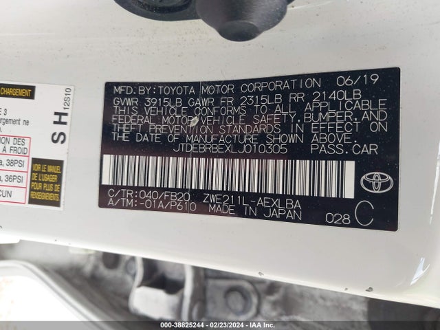 Toyota Corolla Hybrid Le 2020 JTDEBRBEXLJ010305 Image 9