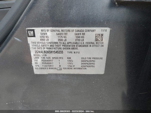 Chevrolet EQUINOX LS 2017 2GNALBEK5H1545233 Image 9