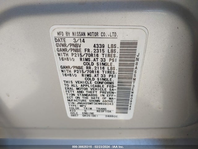 Nissan Rogue Select S 2014 JN8AS5MT3EW609043 Image 9