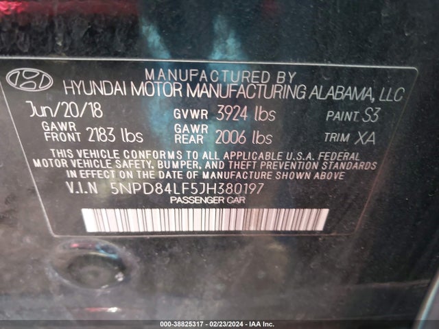 Hyundai Elantra Value Edition 2018 5NPD84LF5JH380197 Image 9