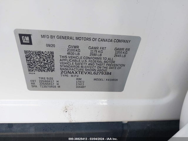 Chevrolet Equinox Awd 2fl 2020 2GNAXTEVXL6279384 Image 9
