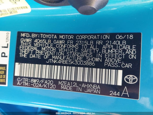 Toyota COROLLA SE 2019 JTNK4RBE5K3003886 Image 9