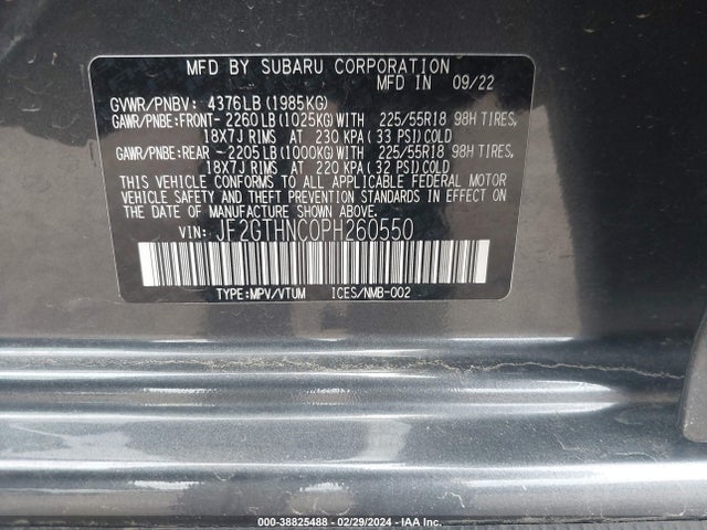 Subaru Crosstrek Limited 2023 JF2GTHNC0PH260550 Image 9