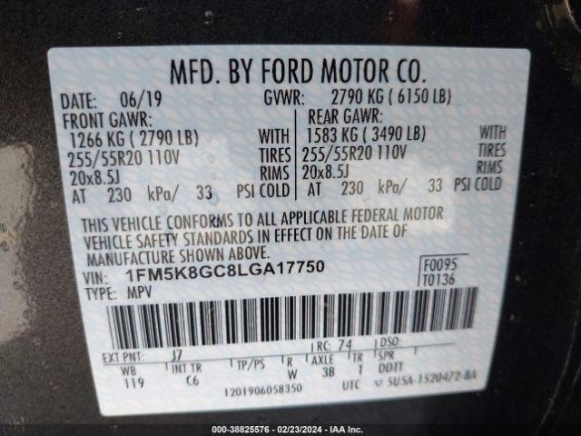 1FM5K8GC8LGA17750 Ford Explorer St