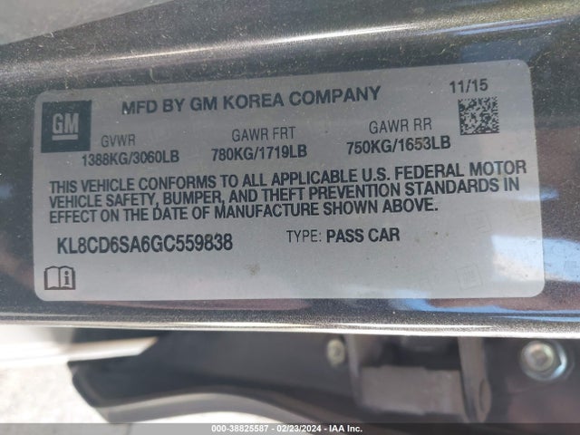 Chevrolet Spark 1lt Cvt 2016 KL8CD6SA6GC559838 Image 9