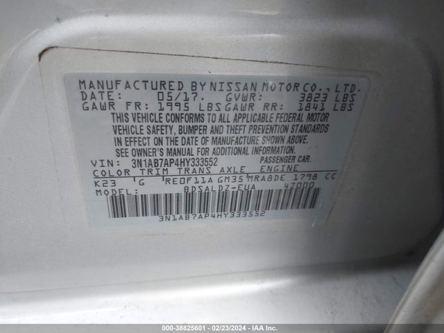 Nissan SENTRA SV 2017 3N1AB7AP4HY333552 Image 9